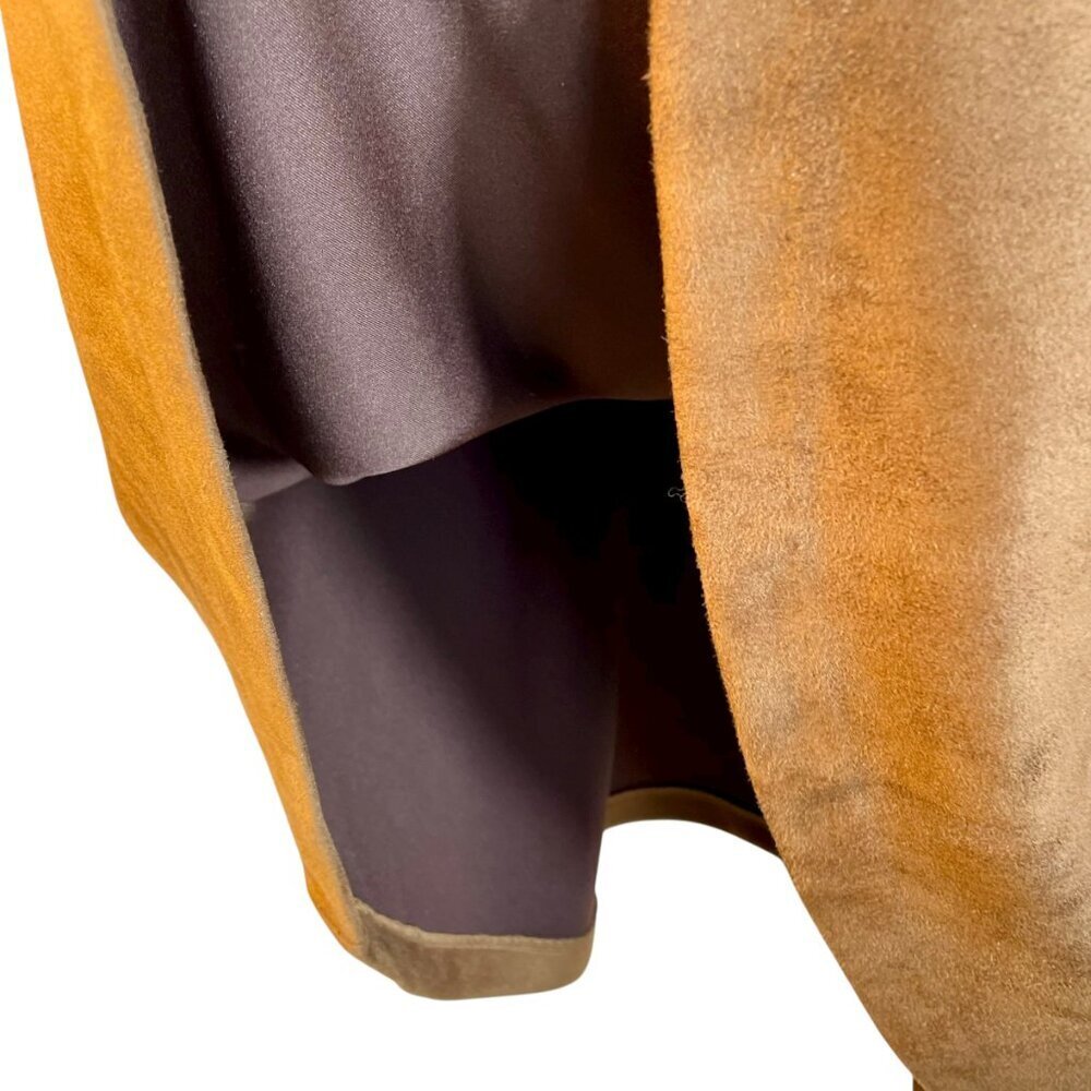 Marc New York Faux Suede Button Front Midi Skirt Brown Belted L - Picture 8 of 11